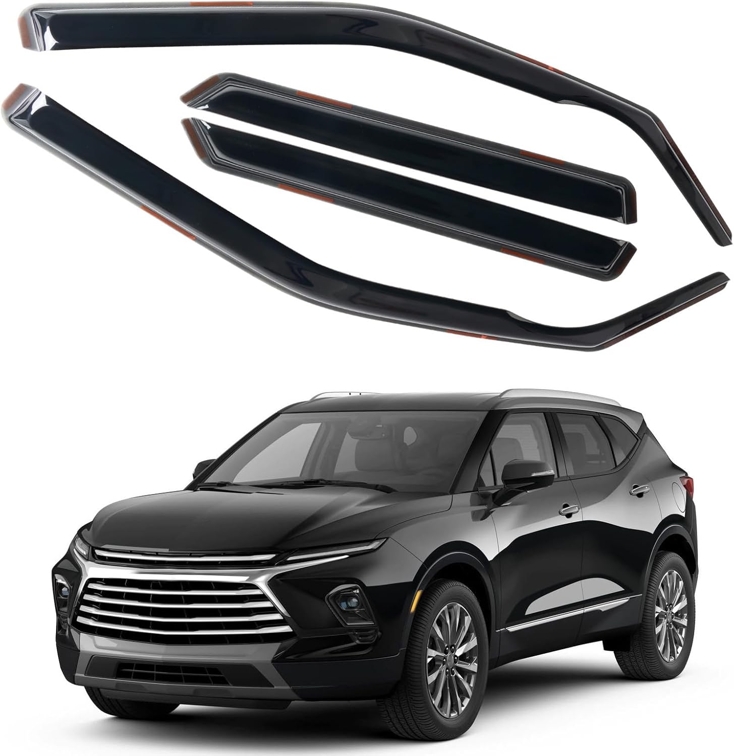 in Channel Rain Guards Fit for Chevrolet Chevy Blazer 2019 2020 2021 2022 2023 2024 2025 2026, Smoke Tinted Side Window Wind Deflectors, Vent Window Visors Shades Shield, 4pcs