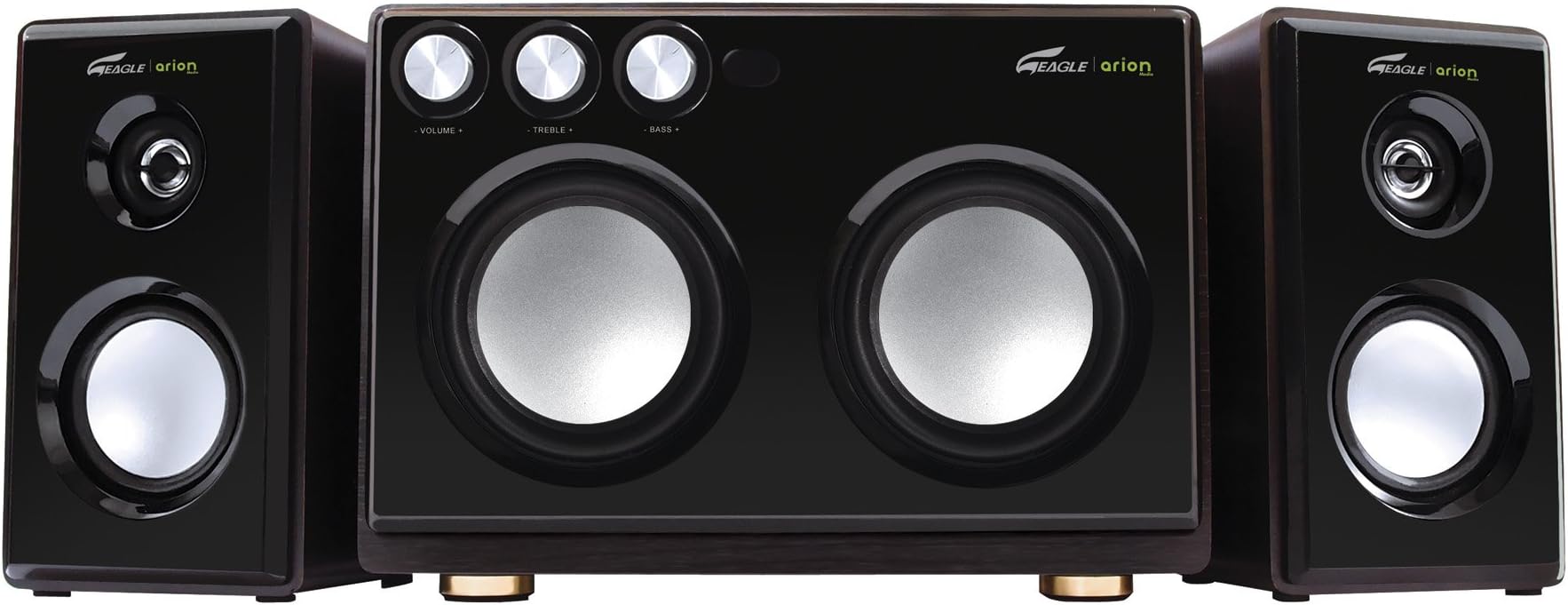 AR514R-BK 2.1 Speaker System with Dual Subwoofers and Karaoke Inputs -Black, 160W