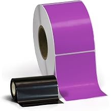 4" X 6" Thermal Transfer Requires Ribbon Perfed Stickers Labels for Shipping & Color Coding - 1000 Per Roll on 3" Core - Compatible with Zebra, Datamax, Sato and More Purple, 48 Pack 48,000 Labels