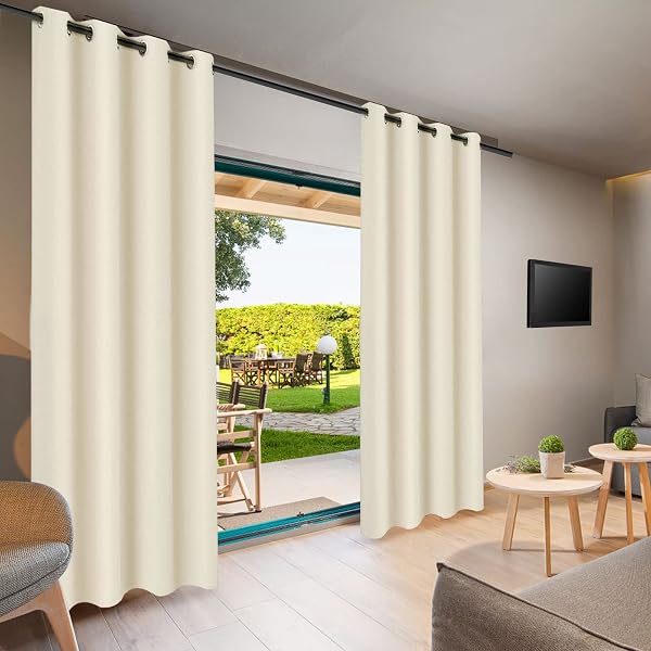 Outdoor Garden Tent with Blackout Curtain, Thermal Insulated Eyelet Curtains Waterproof Windproof UV Protection Beige - 2