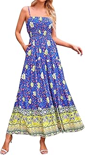 Women's Spaghetti Strap Graffiti Maxi Dress Cute Colorful Printed Maxi Cami Boho Beach Vacation Sundress - Buy now