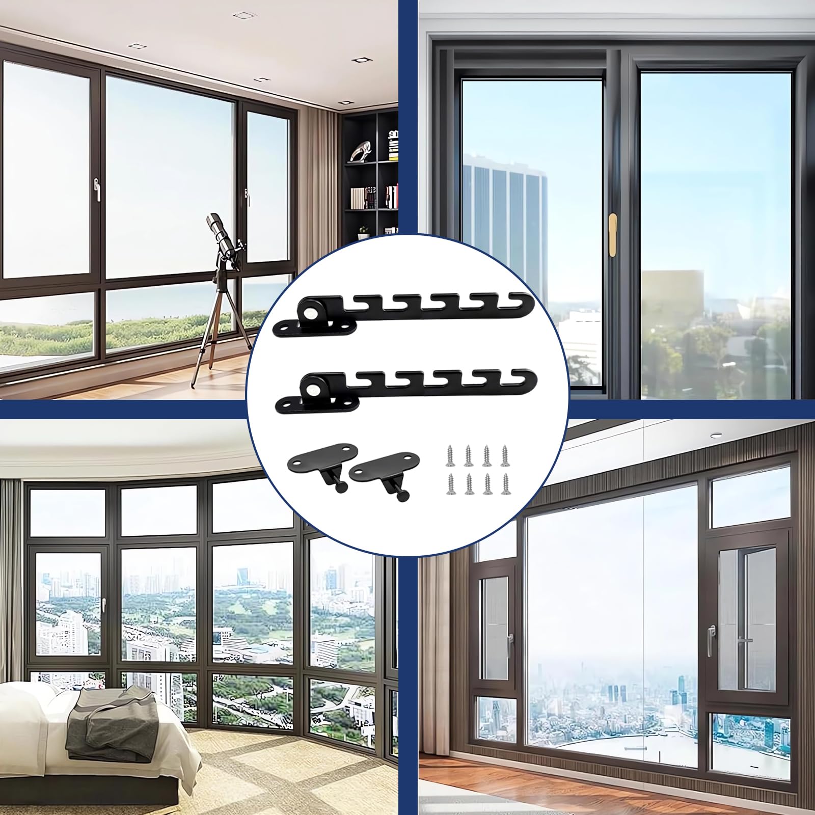2 Set Finestra Limitatore Sicurezza Limitatore Apertura Finestra Ferma Finestre Antivento Manopole Ribaltabili Per Finestre Serratura Per Finestra Con 4 Viti Per La Regolazione Della Finestra