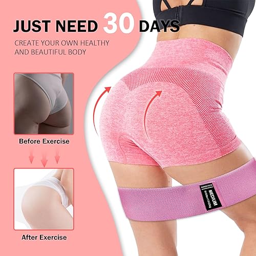 Miniatura 6 de Fabric Resistance Bands for Working Out, 3 Level Non-Slip Booty Bands for Women and Men, Loop Exercise Bands Set for Leg and Glutes, Hip Elastic