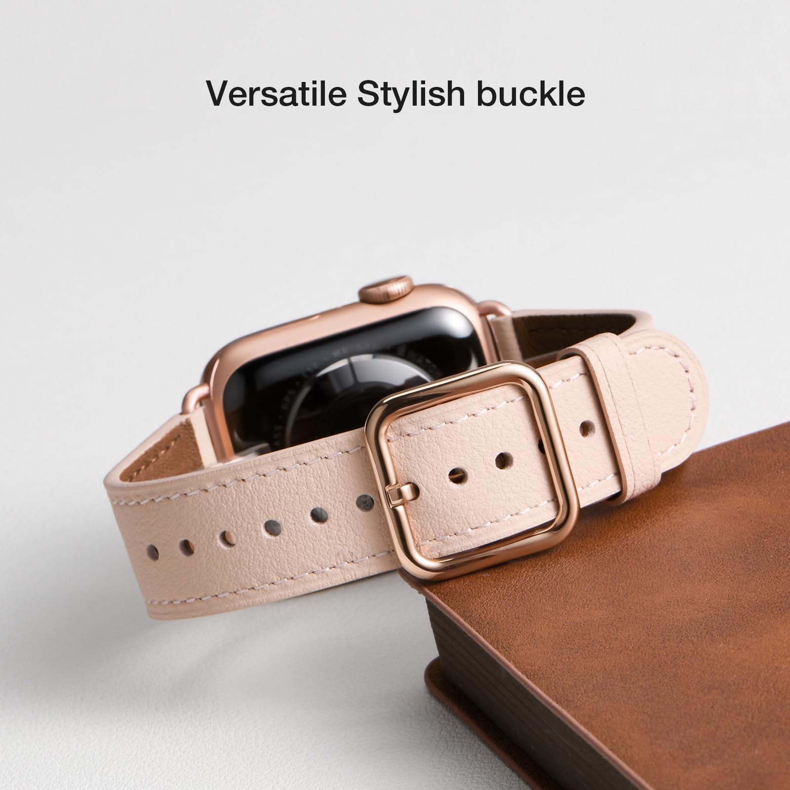Correa de repuesto de piel auténtica para iWatch Series 6, 5, 4, 3, 2, 1, iWatch SE, compatible con Apple Watch Band 38 mm 40 mm 42 mm 44 mm, para mujeres y niñas 5