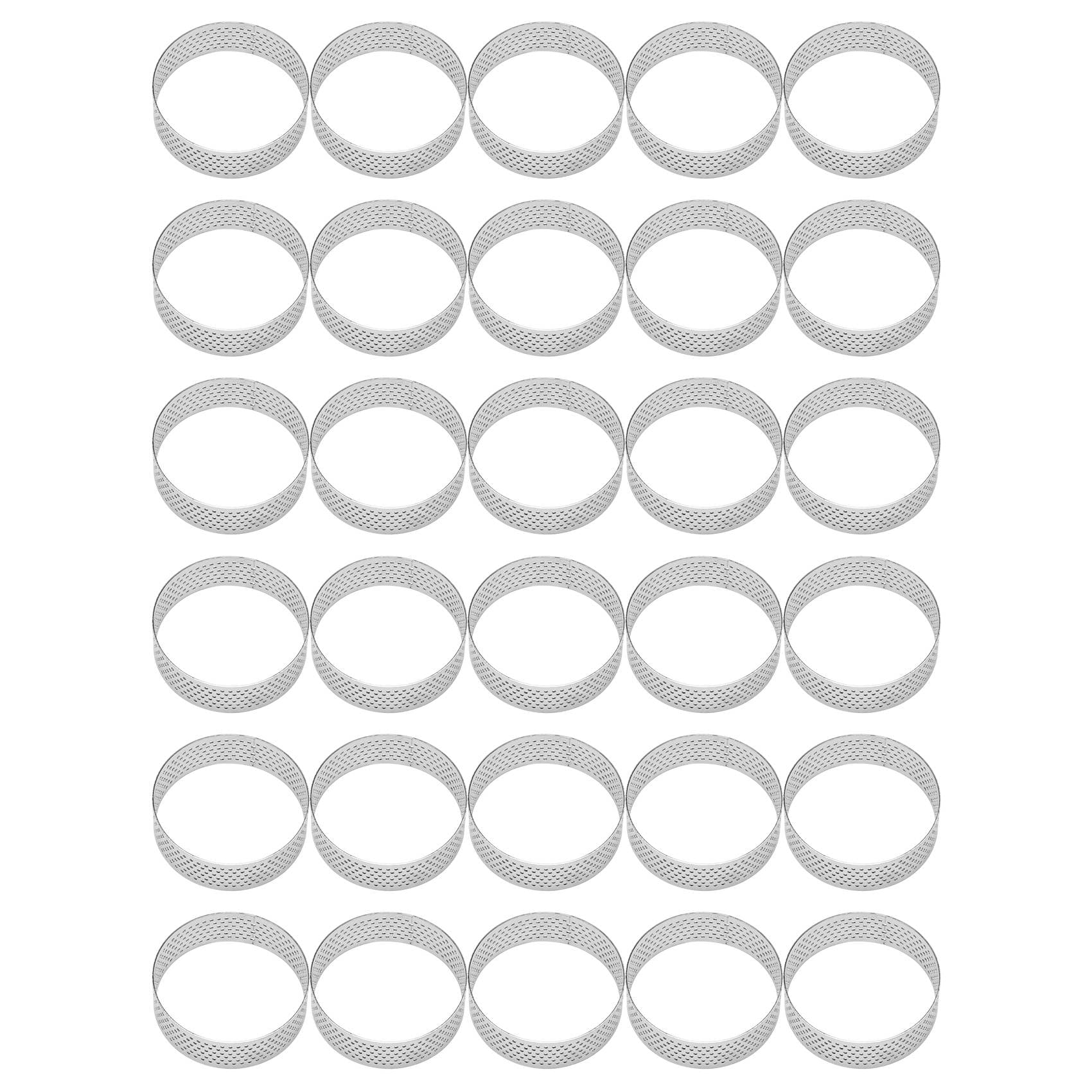 Hndhbfgrt 30Pcs 6cm Circular Tart Ring Dessert Stainless Steel Perforation Fruit Pie Quiche Cake Mousse Mold Kitchen Baking Mould