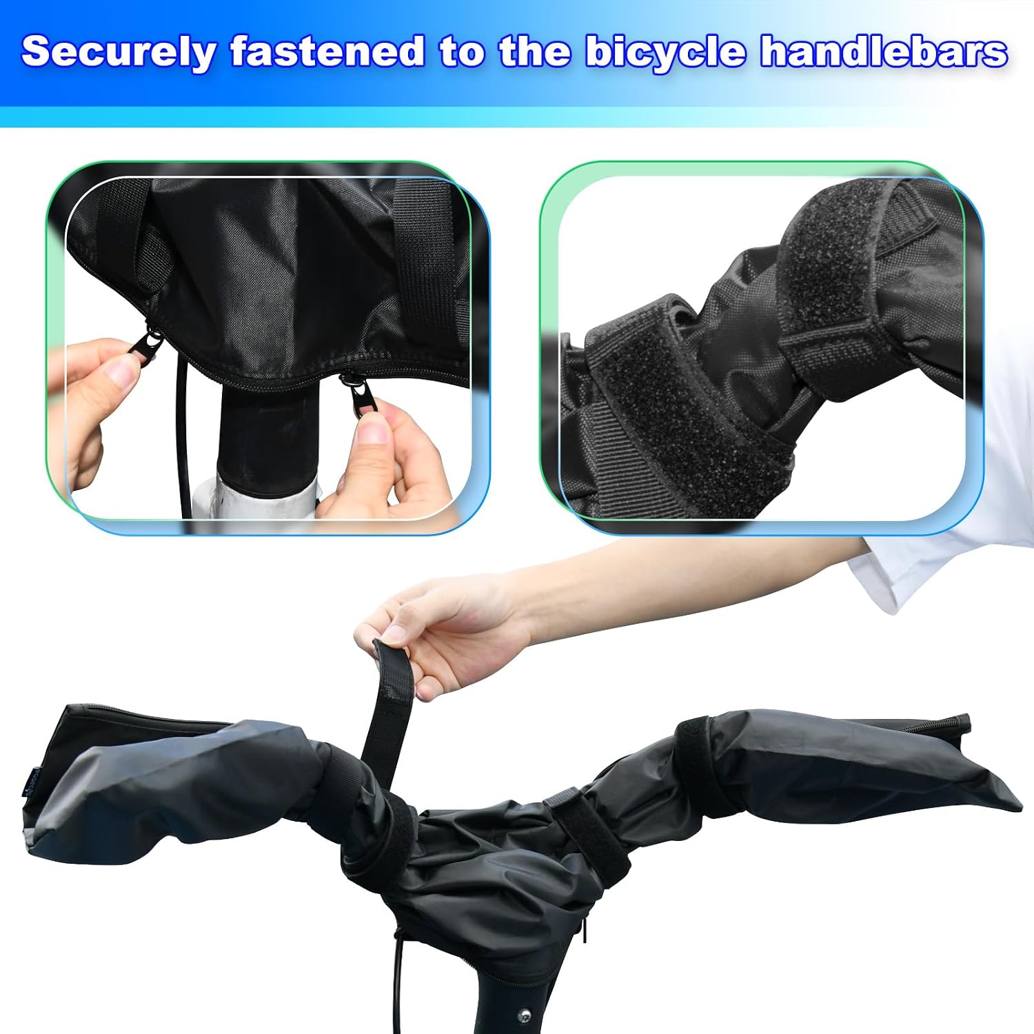 Ebike Handlebar Protective Cover Waterproof Electric Bicycle Handlebar Hood Rain UV Protection Sleeve Case with Zipper and Fastening Strap for Electric Bike Cycling Equipment