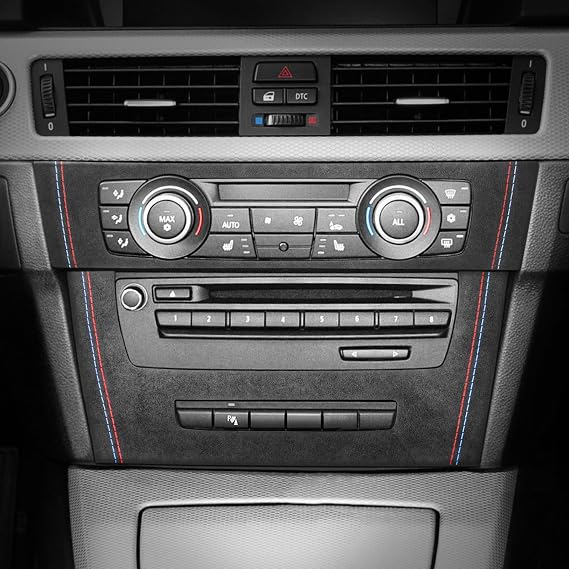 BETTERHUMZ for Alcantara AC Air Conditioning CD Panel Trim Central Console Cover Compatible with BMW E90 E91 E92 E93 3 Series 2005-2012 325i 320i 318i Car Styling Interior Tuning Accessories