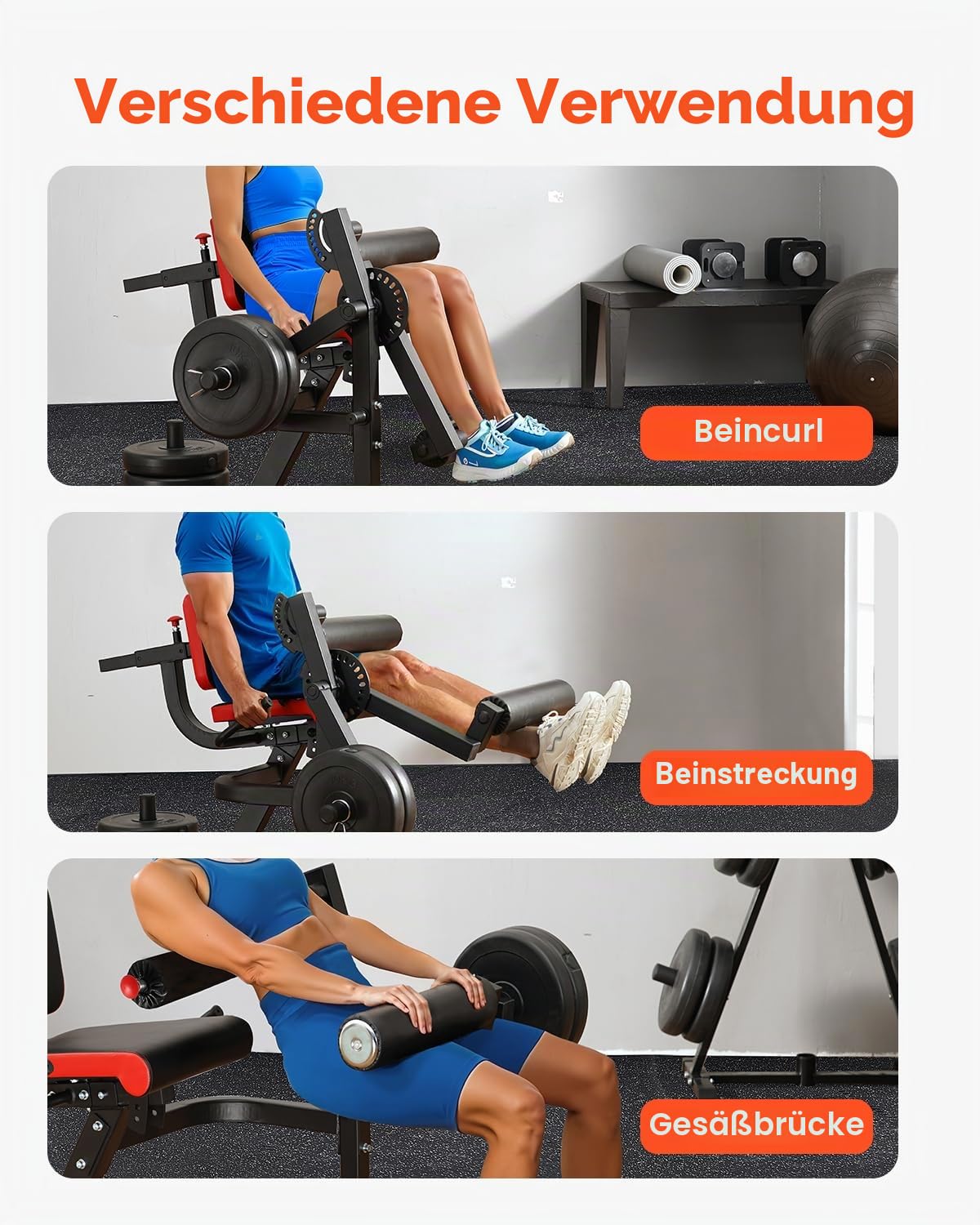 VEVOR sitzende Beinstrecker und Curl-Maschine Trainingsgerät Beinpresse Beintrainer (317 kg belatbar), verstellbare Bein-Trainingsbank, Bein-Drehstrecker Krafttrainingsgerät für Heim-Fitnessstudio