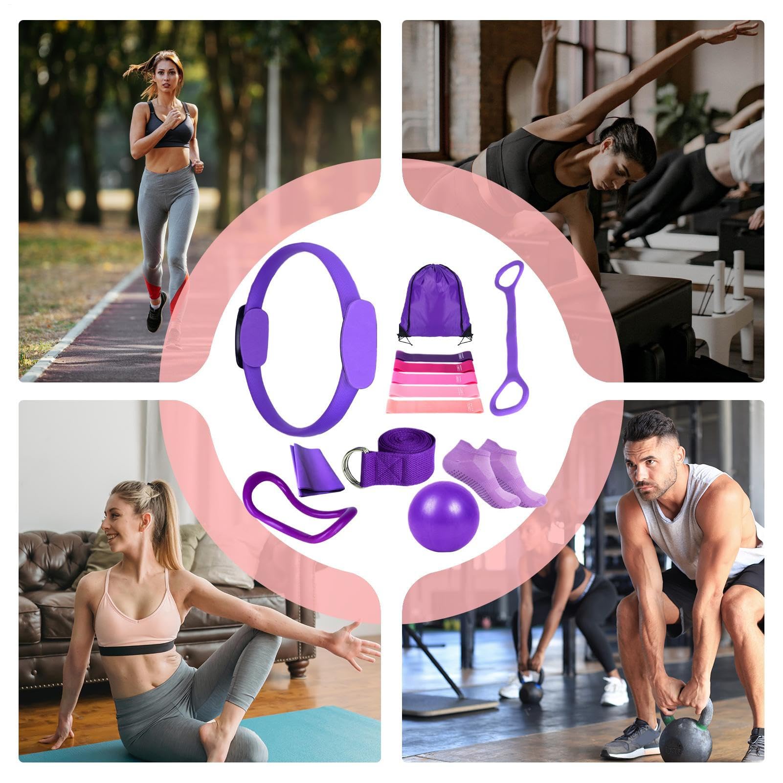 Générique Kit Pilates Maison, Ensemble De Yoga Et Pilate Femme, Pilates Essential Kit, Accessoires Entraînement À Domicile Gym Set pour Femme Enceinte, Récupération, Studio Et Entraînement À Domicile