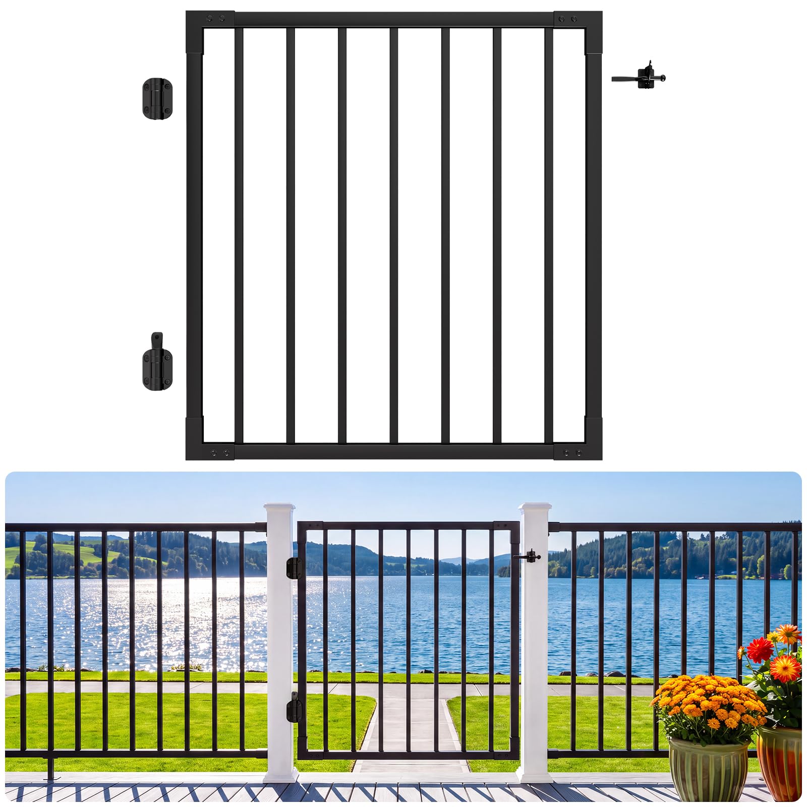 42 in. H x 3 ft. W 6063 Aluminum Deck Gate, No Sag, No Rust
