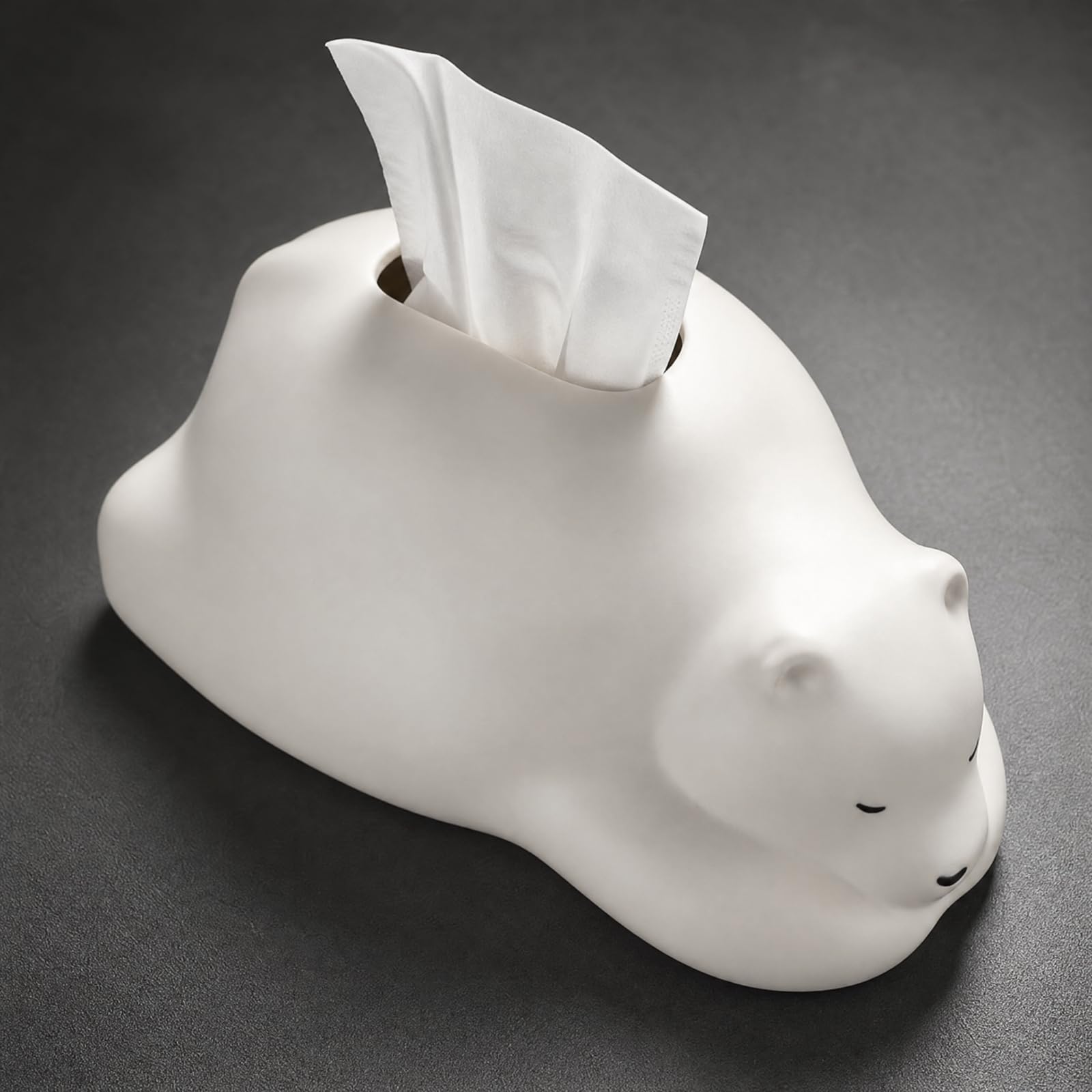 Soporte Pañuelos con Forma Ártico Reclinado Morno Dispensador Cerámica con Figura Ártico Resguardado Polvo para Escritorio