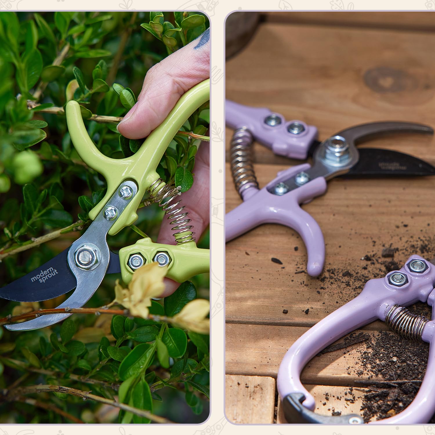 Modern Sprout Podadoras de jardinería, ligeras, duraderas, verdes, talla única (lavanda)