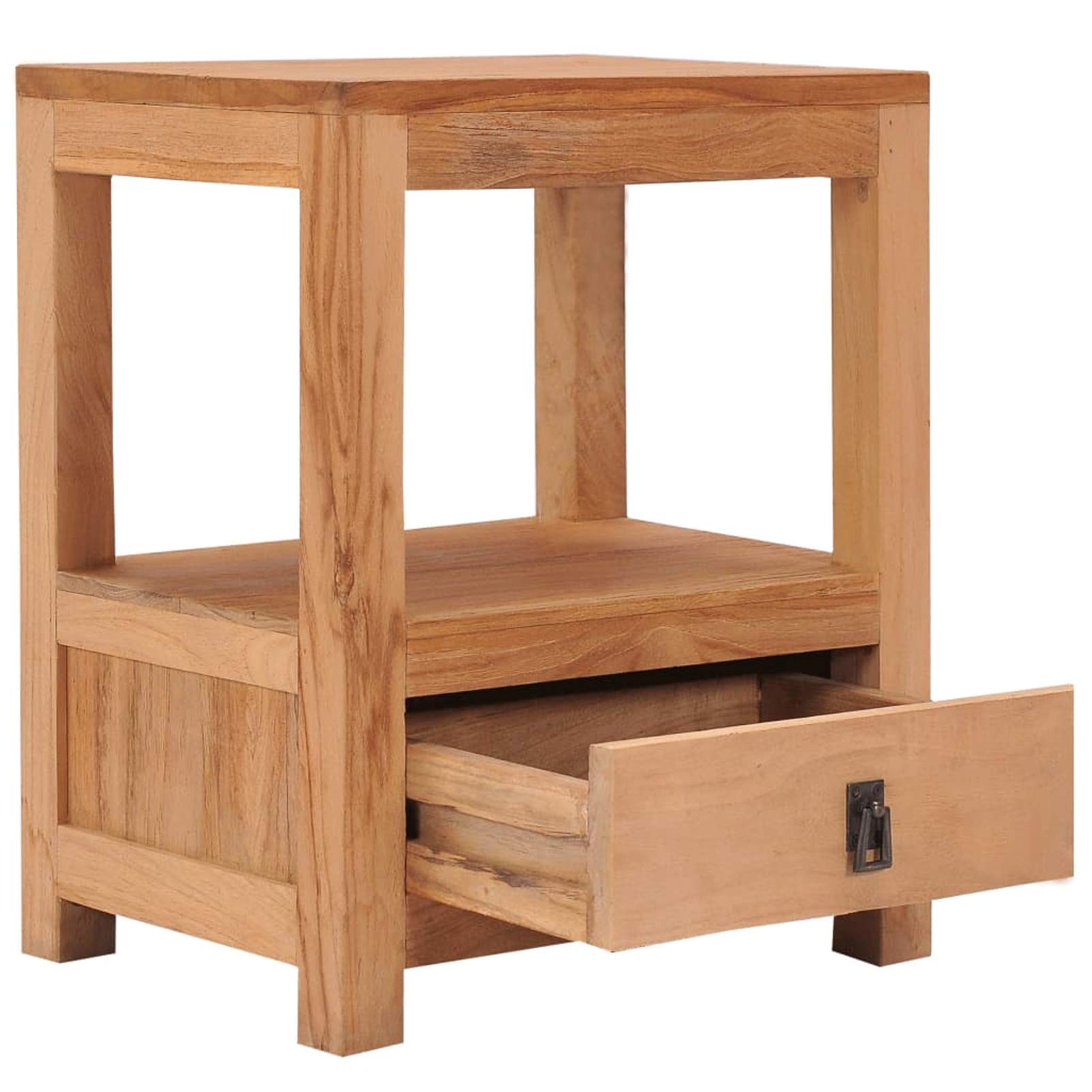 Homgoday Comodino 40 x 30 x 50 cm, in legno massello di teak, comodino, tavolino da divano, tavolino portaoggetti per soggiorno e camera da letto, divano 2168