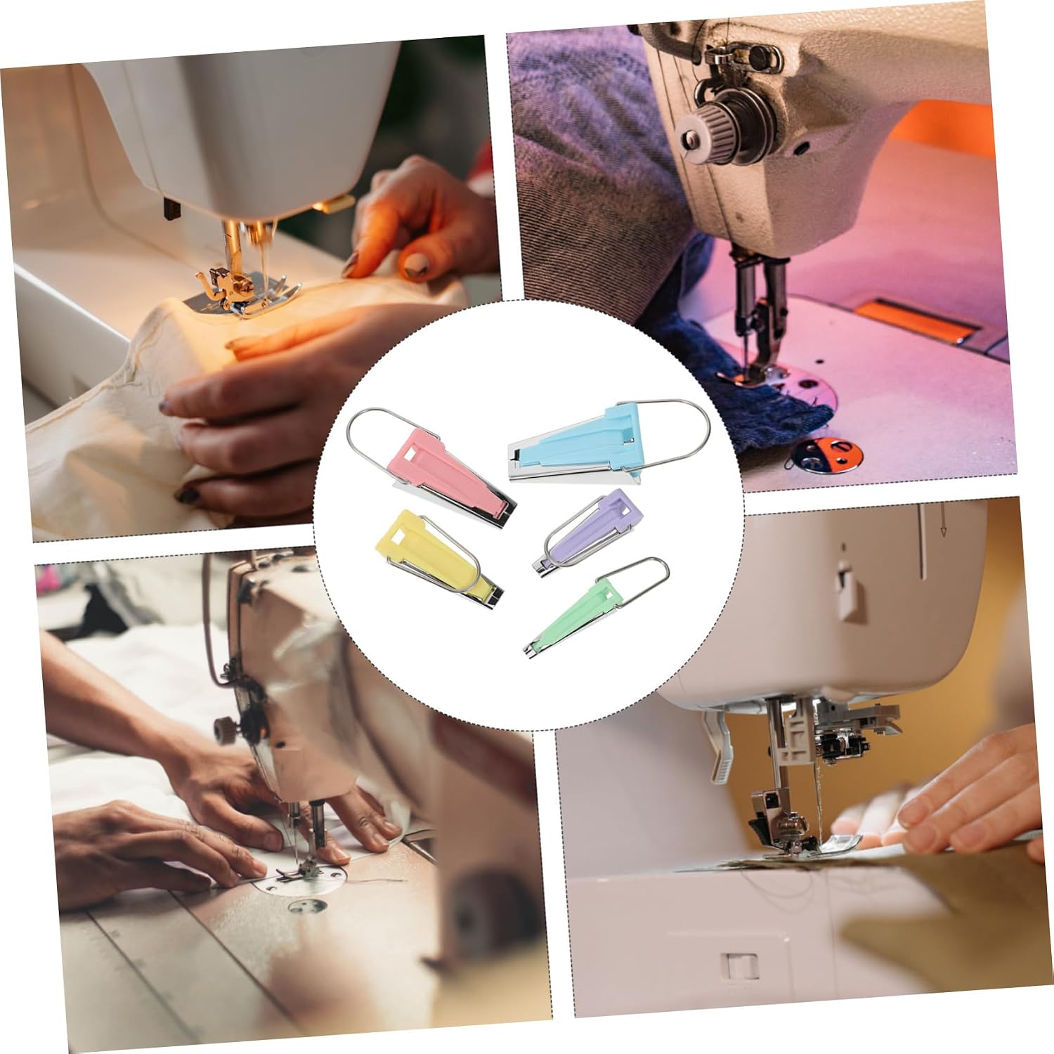 Hohopeti 5pcs Multi-Color Bias Tape Maker Tool Sewing Quilting and Crafts Binding Maker for Dressmaking Edging and Embroidery Projects