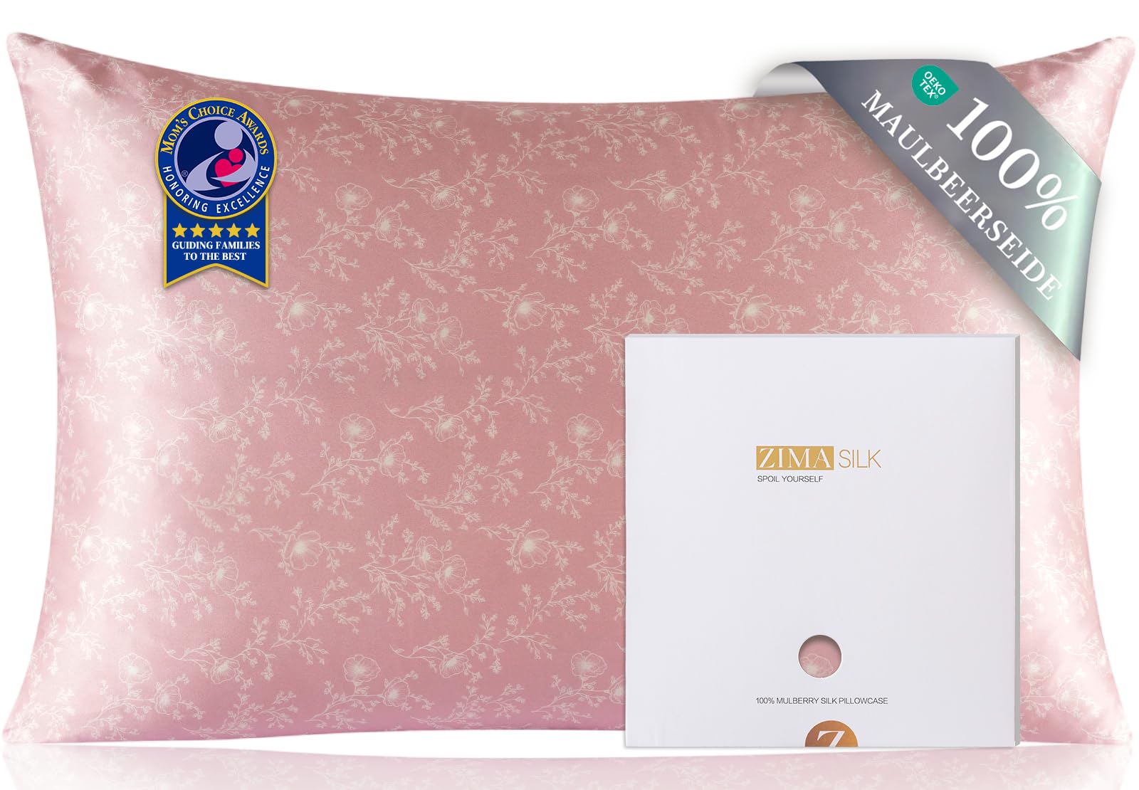 ZIMASILK 100% Pure Mulberry Silk Pillow Cases for Hair and Skin, Queen