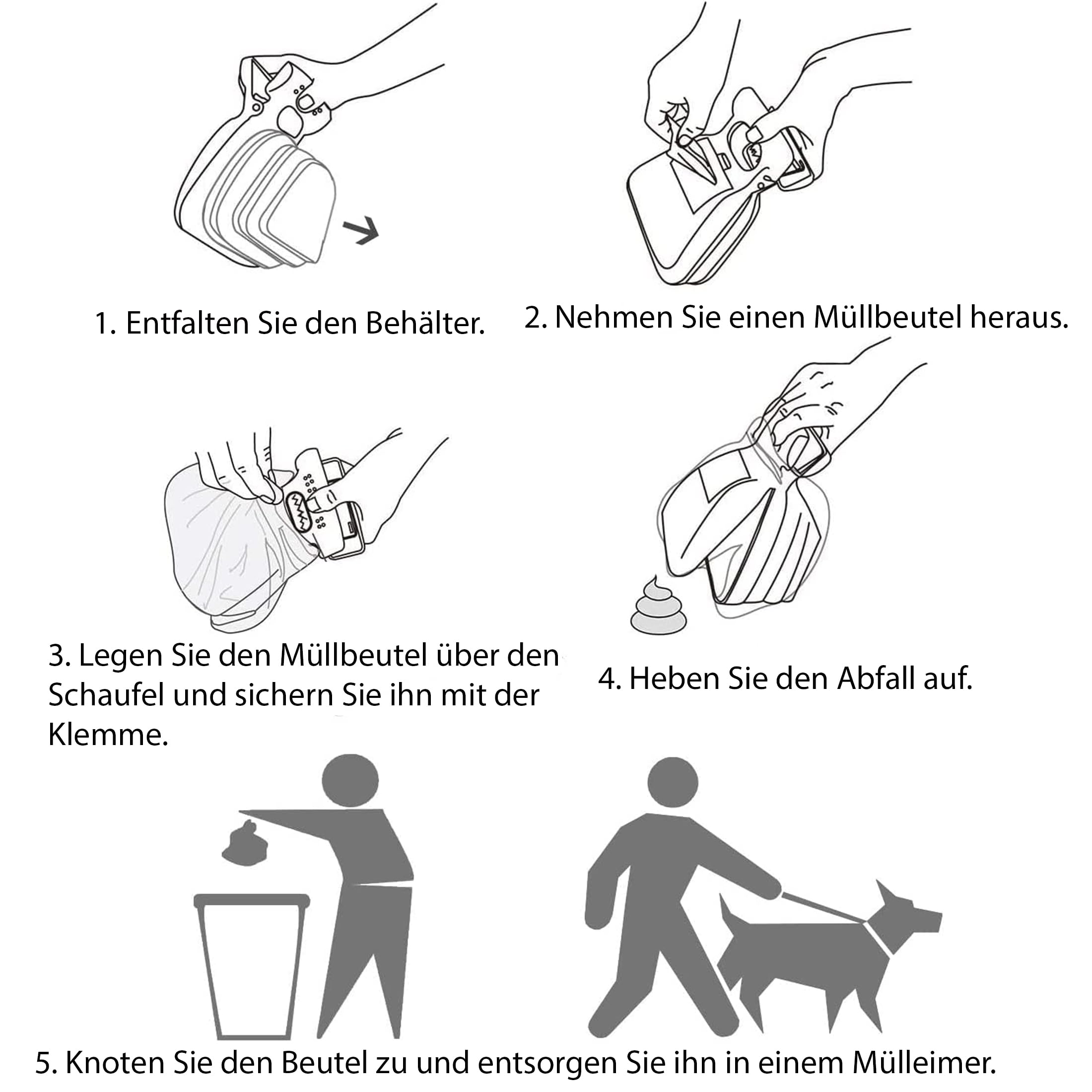 DOGOPAL Hundekotgreifer mit Beutel für Unterwegs - Tragbare Hundekotschaufel mit Erweiterbarem Fach für Hundekotbeutel - Hundekotzange Pooper Scooper - Kotschaufel Hunde Katze