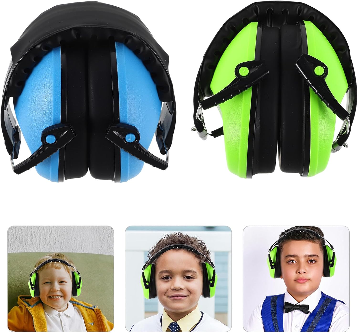2pcs Noise Cancelling Ear Muffs, Lightweight Hearing Protection Headphones with Soft Padding for Plane Travel and Sleep, Light Green and Sky Blue