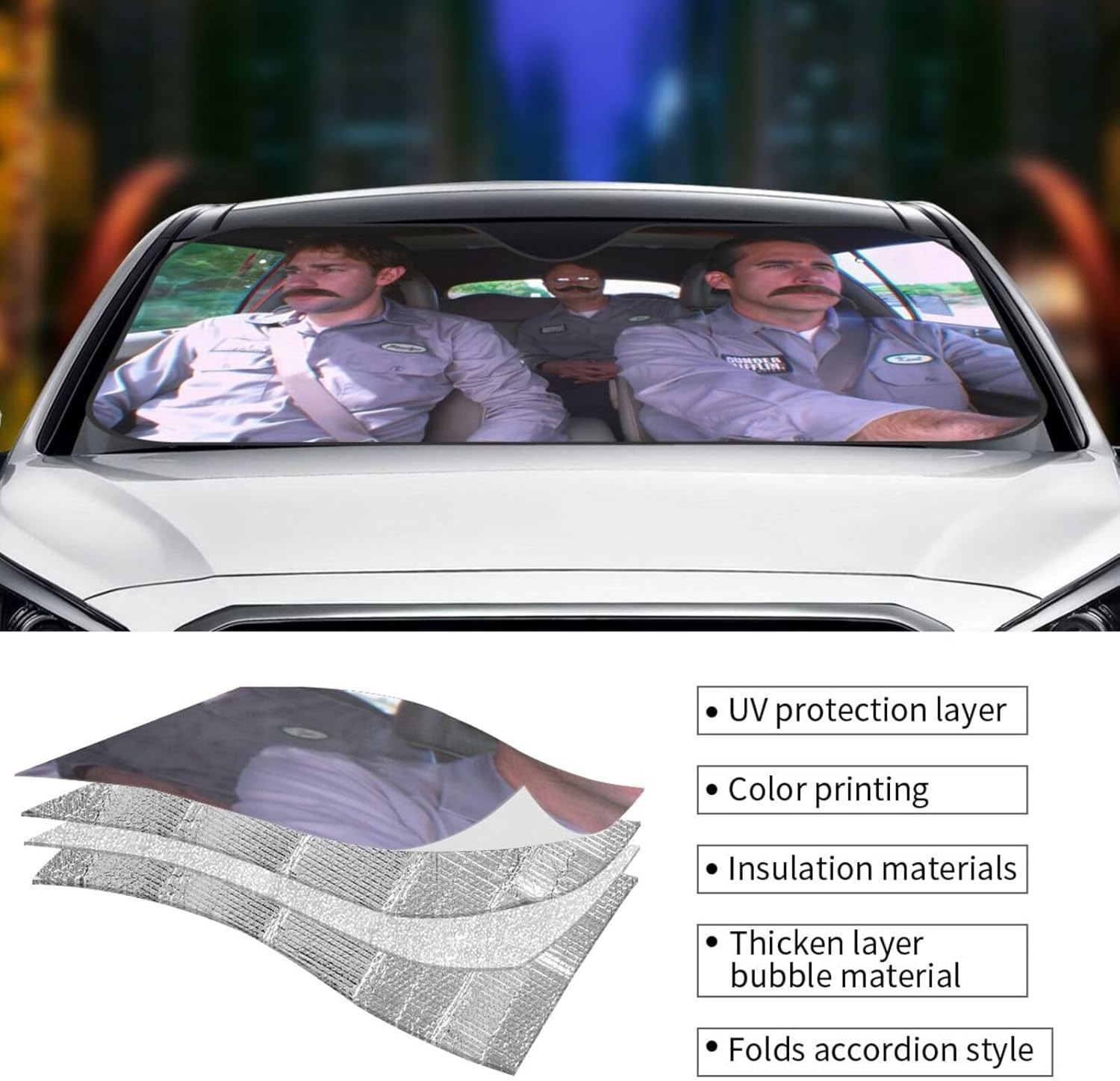 Funny Windshield Sun Shade for Car Sunshade for Car Windshield Covers Blocks UV Rays Automotive Interior Sun Protection 51 x 27.5 in