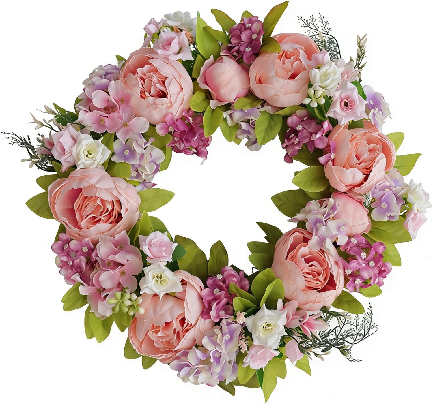 Artificial Peony Flower Wreath, Spring Peony Simulation Flower, Used for Front Door Christmas Weddings, Parties, Decoration(Purple)
