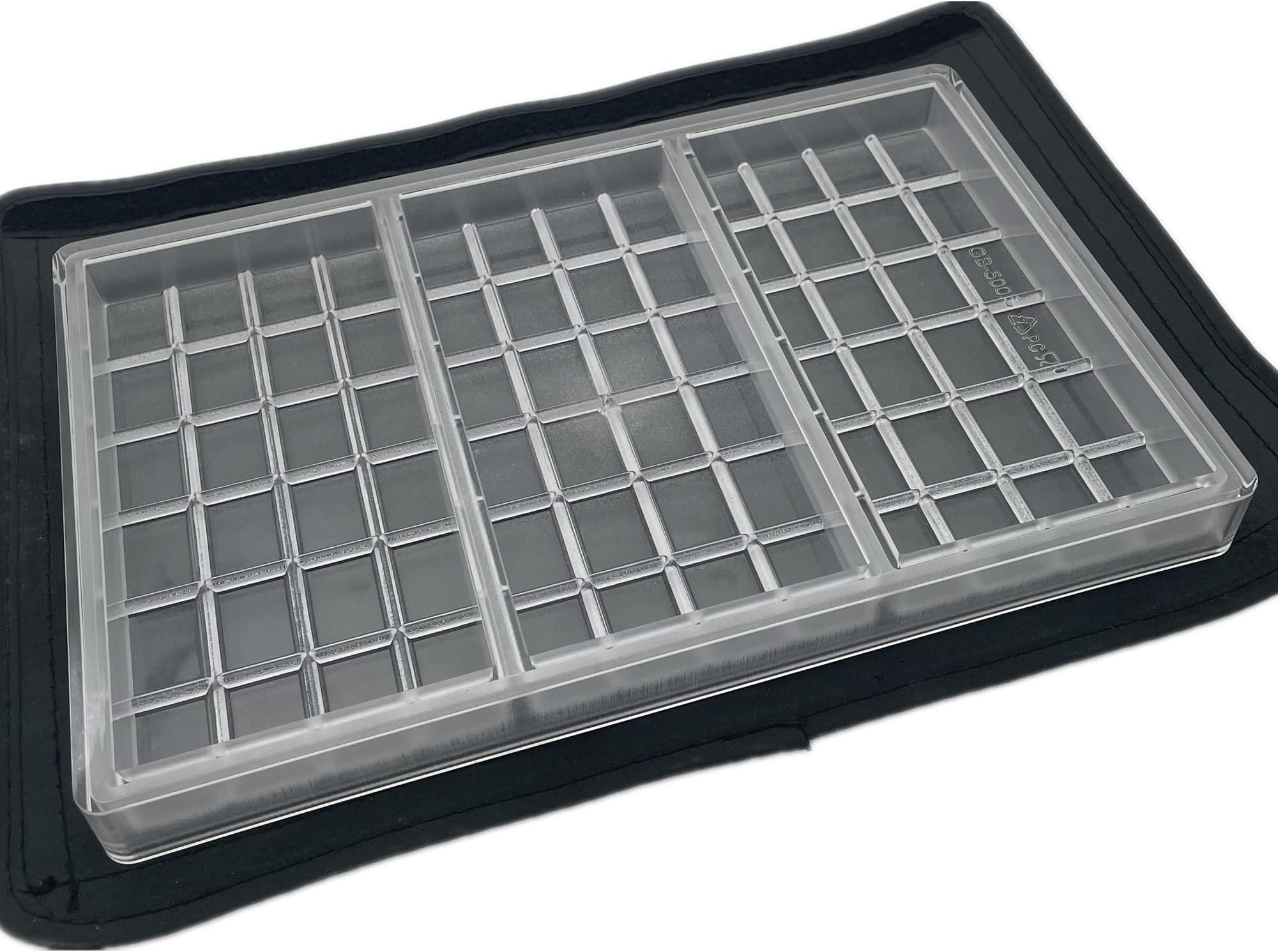 Goldbaking Polycarbonate Mold for Dubai Bars Large Chocolates Making 3-Cavities Deep Filled Break Apart Protein Bar Molds for Dubai Candy Bars Energy Bar Maker Mould
