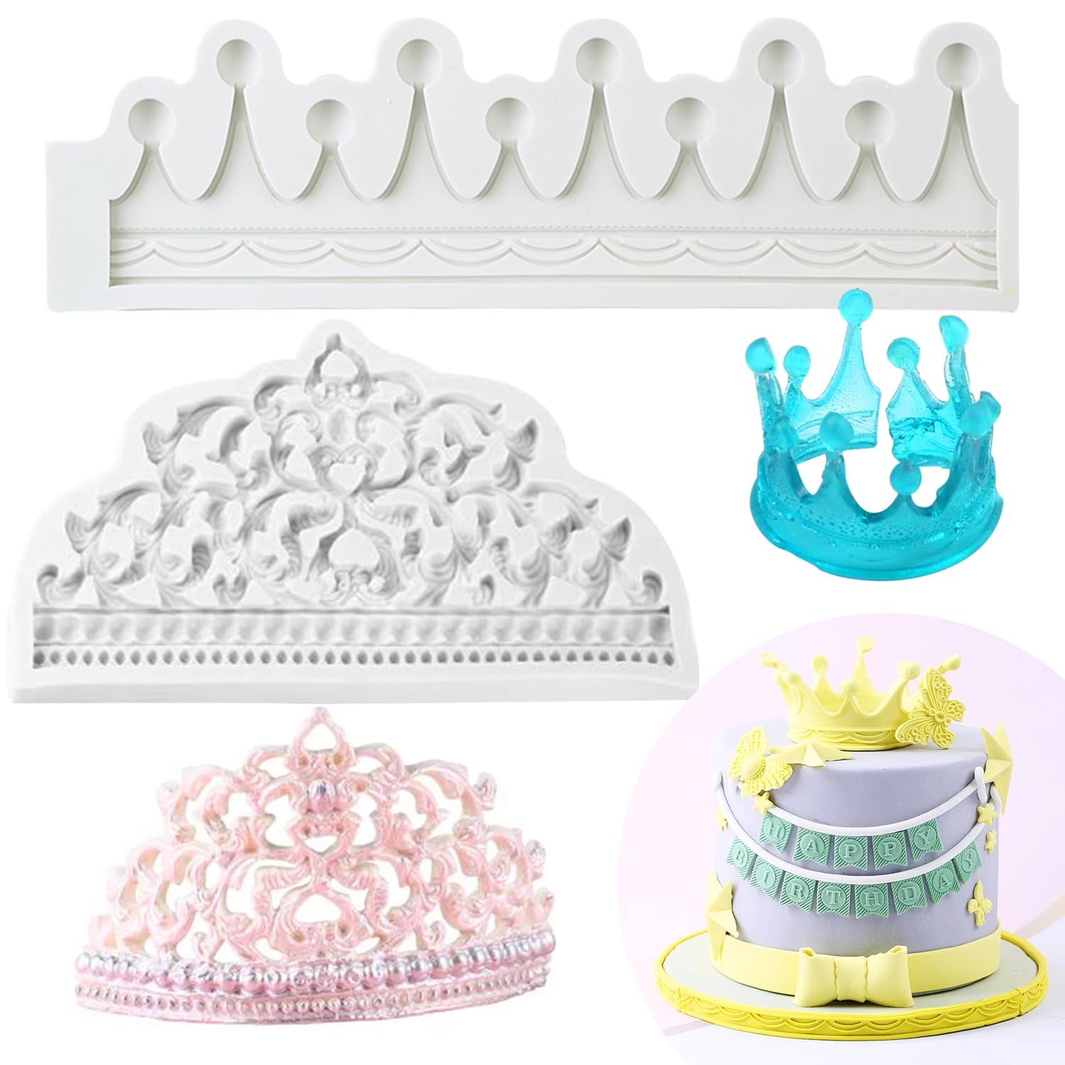 Moldes de chocolate con forma de corona para fiestas infantiles