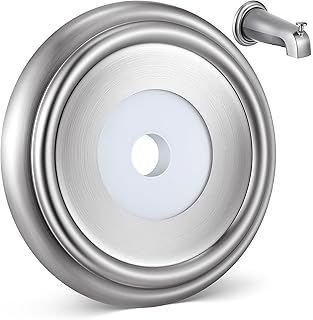 Dreyoo Metal Tub Spout Cover Ring, Bathtub Spout Trim Plate Ring with 1 Pcs Foam Gasket, 1-1/2 Inch ID and 3-5/8 Inch OD(Brushed Nickel)