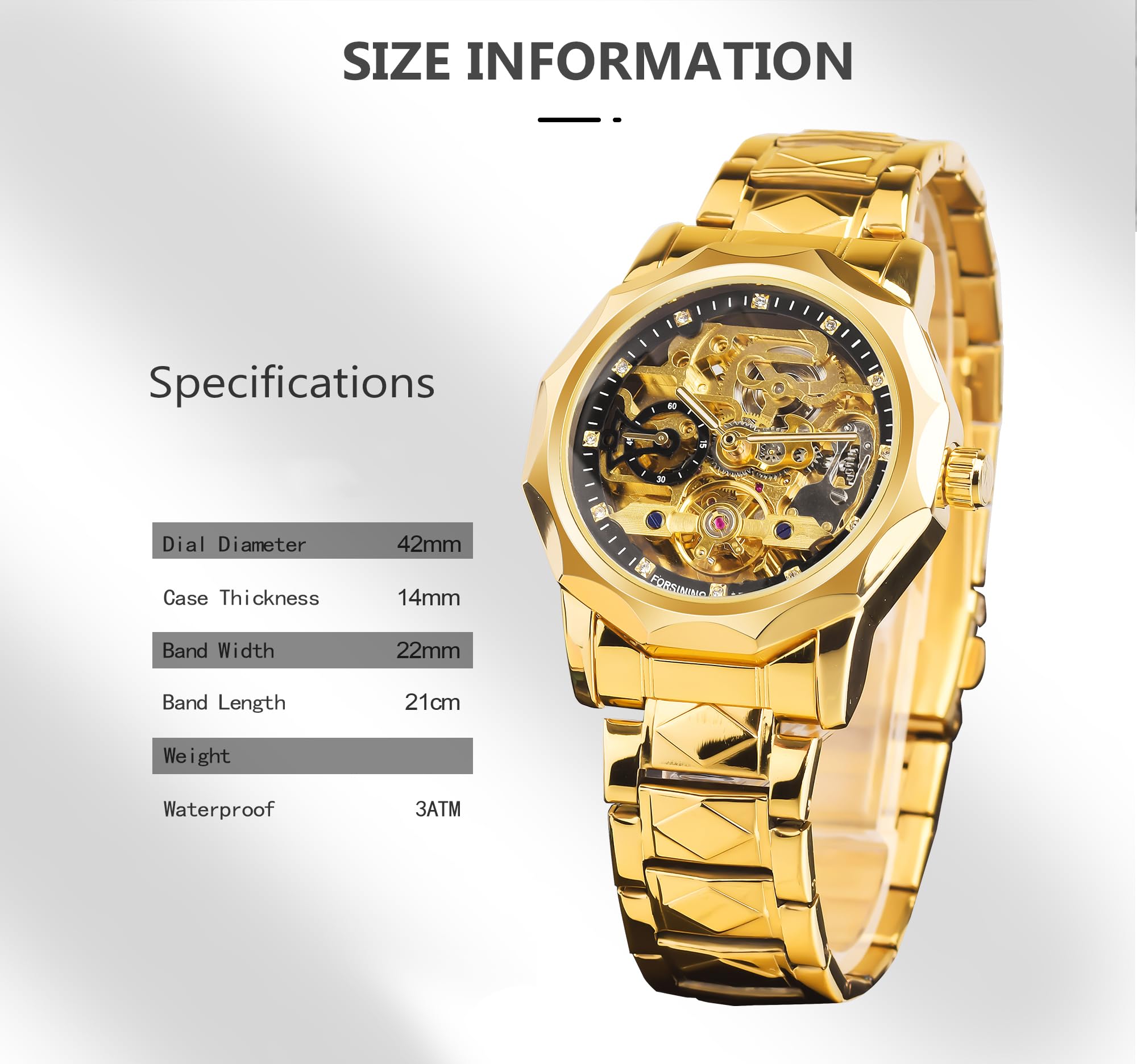 Armbanduhr Herren Analog Automatik Edelstahl Mechanische Skelett Männer Uhr Glas Rückseite