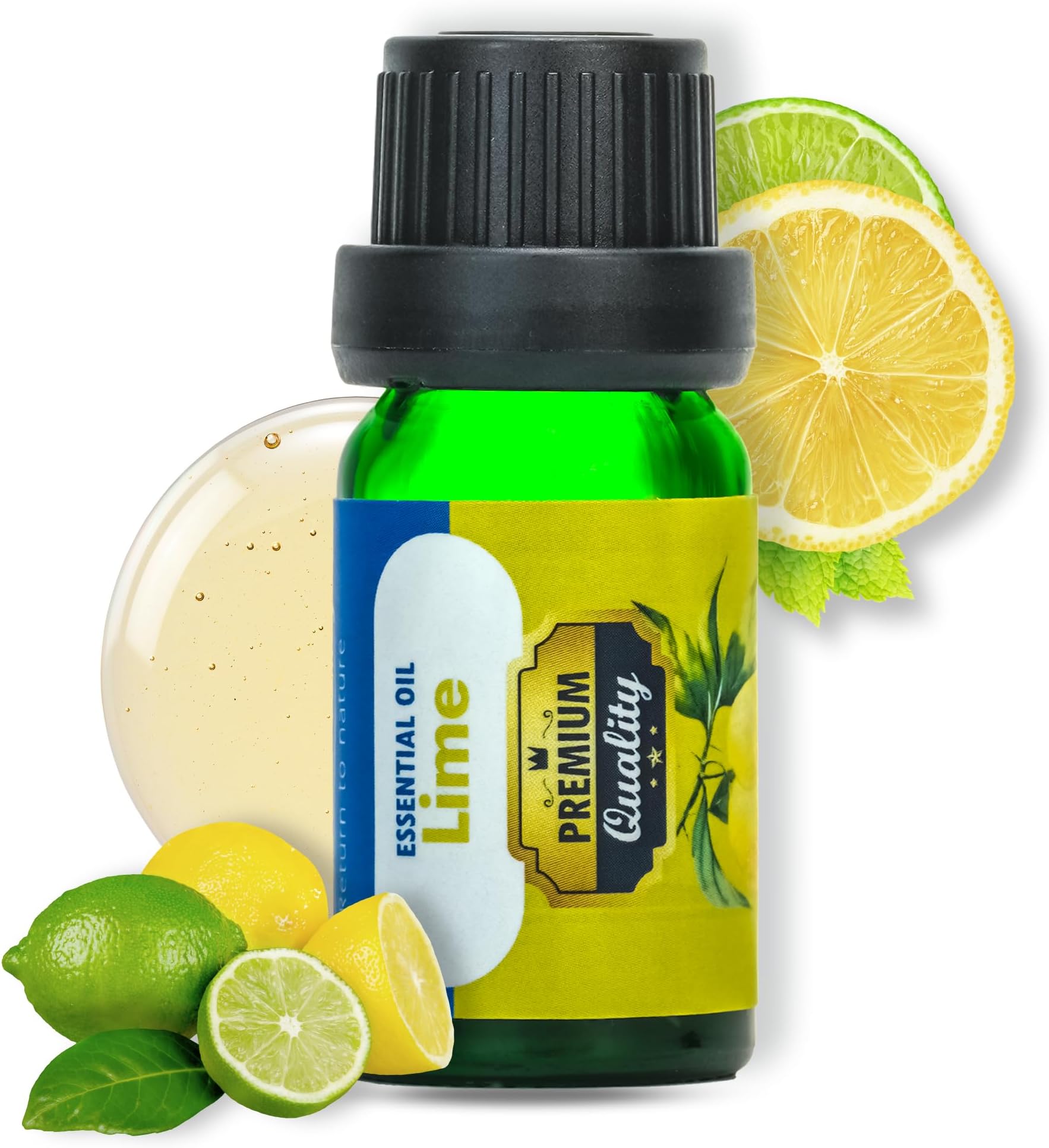 100% Pure Essential Oils for Diffusers, Home Care, Car, Hair & Massage, Candle Making Scents, Fragrance, Aromatherapy, Humidifiers, Gifts -(10ml/(0.33 oz), Lime)