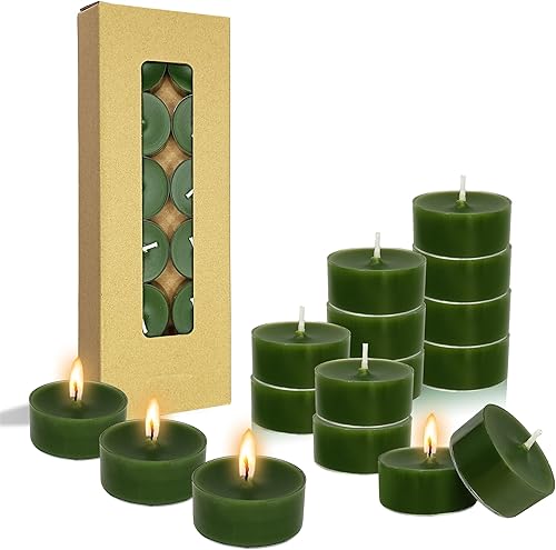 Gedengni T03-24SQ - Velas de té hechas a mano, 24 velas cuadradas de cera de abejas naturales, 6 horas de tiempo de combustión para spa, decoración