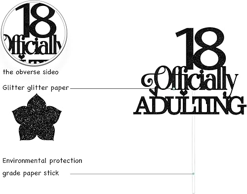 Miniatura 2 de Decoración oficial para tartas de 18 años, decoración de pastel de feliz cumpleaños 18, decoración de pastel de 18 años, decoraciones de fiesta de