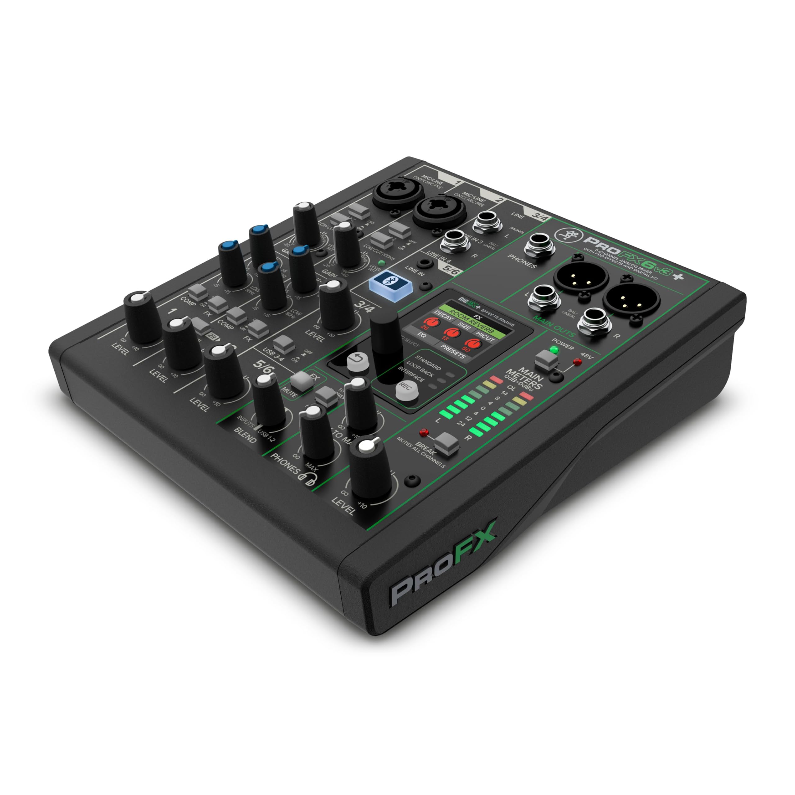 Mackie ProFX6v3+ 6-Kanal-Mischpult analoges USB-Aufnahme Live-Streaming Bluetooth
