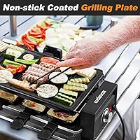 Vista 6 de CUSIMAX Raclette Grill Parrilla coreana de barbacoa, parrilla de mesa portátil con placa antiadherente, control de temperatura ajustable, parrilla