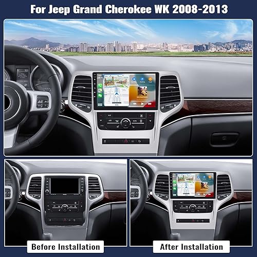 Miniatura 2 de Estéreo de coche 2G+64G Android 13 para Jeep Grand Cherokee WK 2008-2013 con Apple Carplay Android Auto, pantalla táctil HD de 9 pulgadas con WiFi,