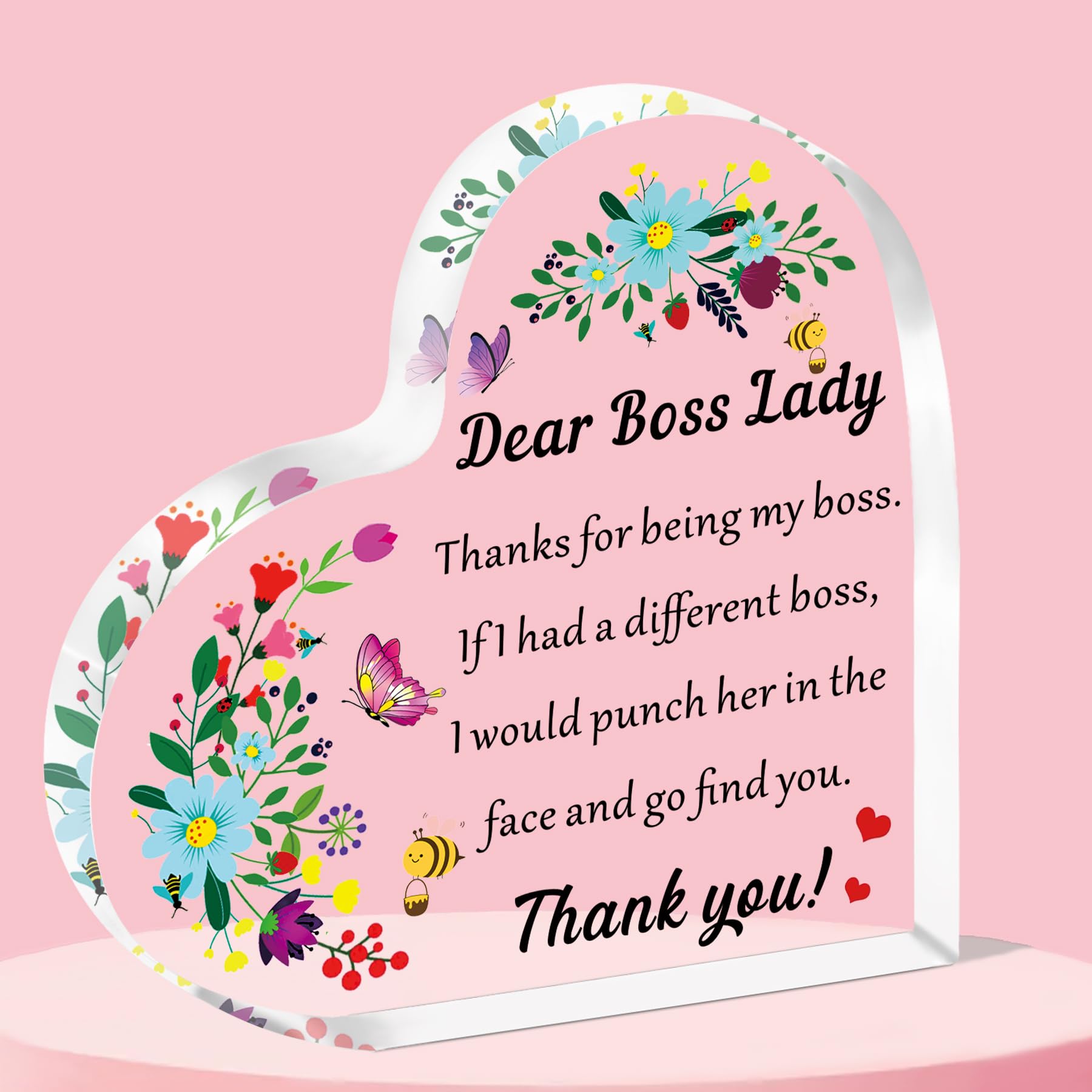 QMVMV Boss Lady Gifts for Women Funny Thank You Boss Lady Gifts Acrylic Plaque, Acrylic Boss Lady Office Decor Birthday Appreciation Keepsake and Paperweight for Leader