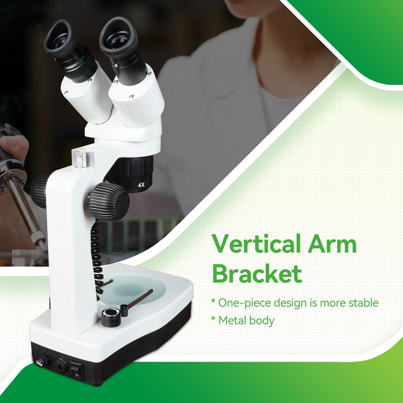 Svbony SM403 Microscopio Estéreo Binocular, 20x-80x Microscopio Estereoscópico, con Iluminación LED Doble Fuente de Alimentación, Microscopio Óptico para Reparación de Circuitos Impresos