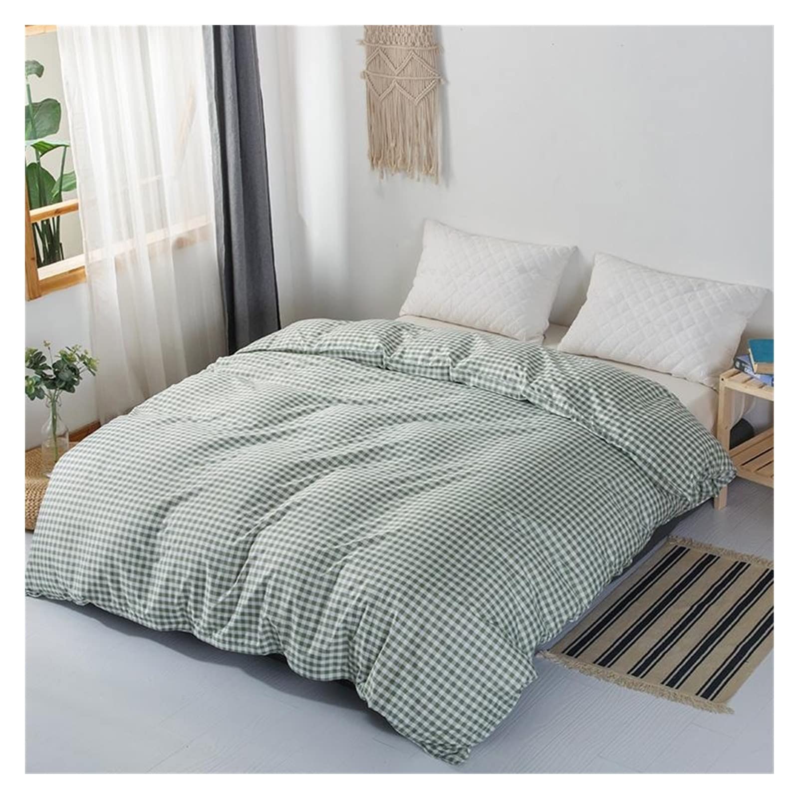 Copripiumino Matrimoniale Green Grid Duvet Cover 220x240 federa 3pcs, set di biancheria da letto, coperchio trapunta 200x230, coperchio coperta, lenzuolo, doppia regina king size Copripiumino Singolo
