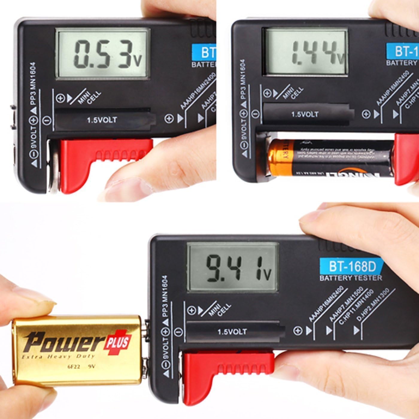 Battery Organizer & Tester Hold 110 Battery Various Sizes for AAA, AA, 9V, C and D Size and Digital Battery Tester