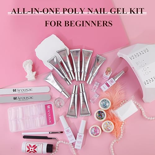 Miniatura 2 de Kit de gel de uñas de polietileno, gel de extensión de uñas de 8 colores, gel de uñas con purpurina gris, rojo y negro con 2 esmaltes de gel, capa