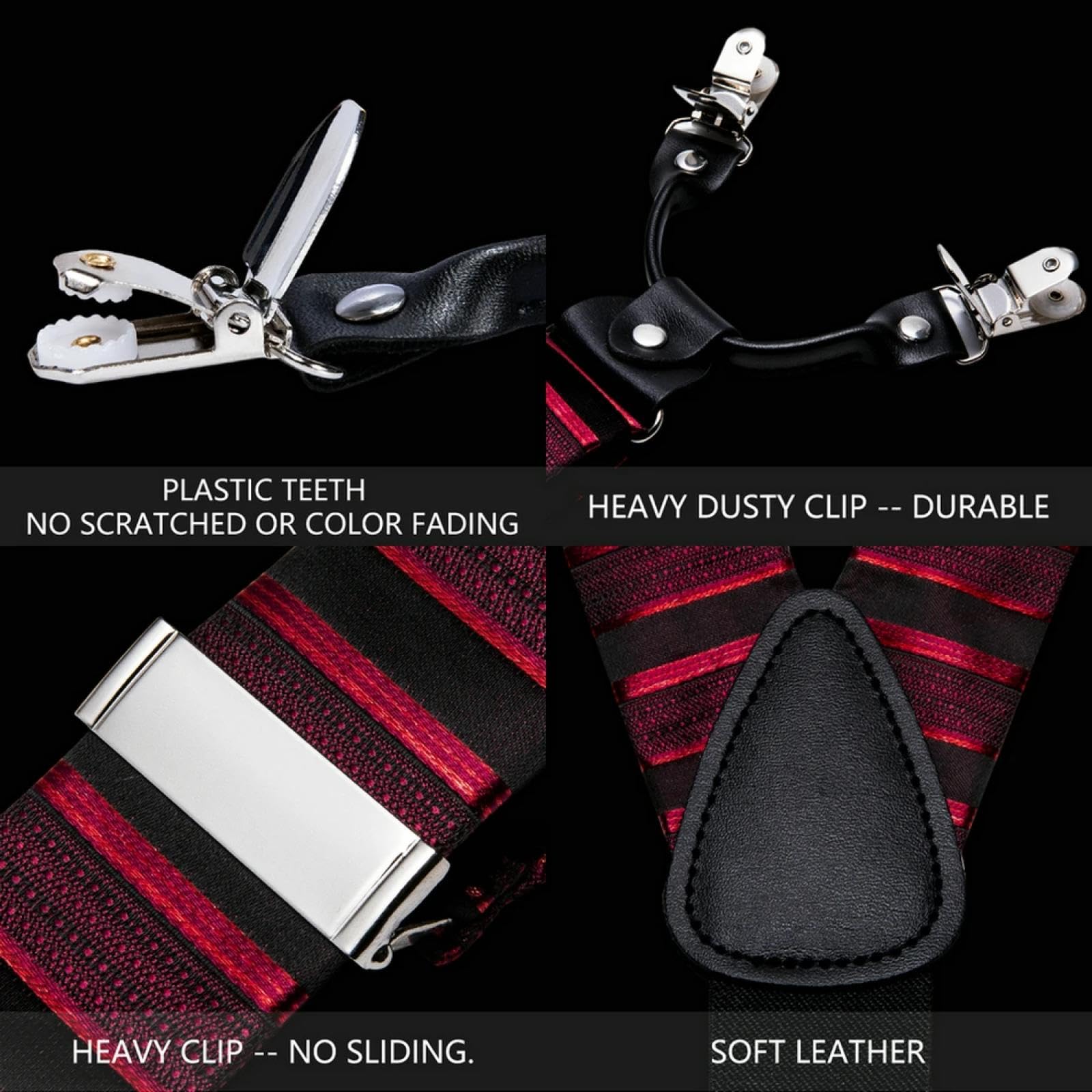 Hosenträger Suspender Gestreifte Hosenträger Für Männer Party Vorgebundene Fliege Einstecktuch Manschettenknöpfe Set Aus Seide Leder Metall 6 Klammern