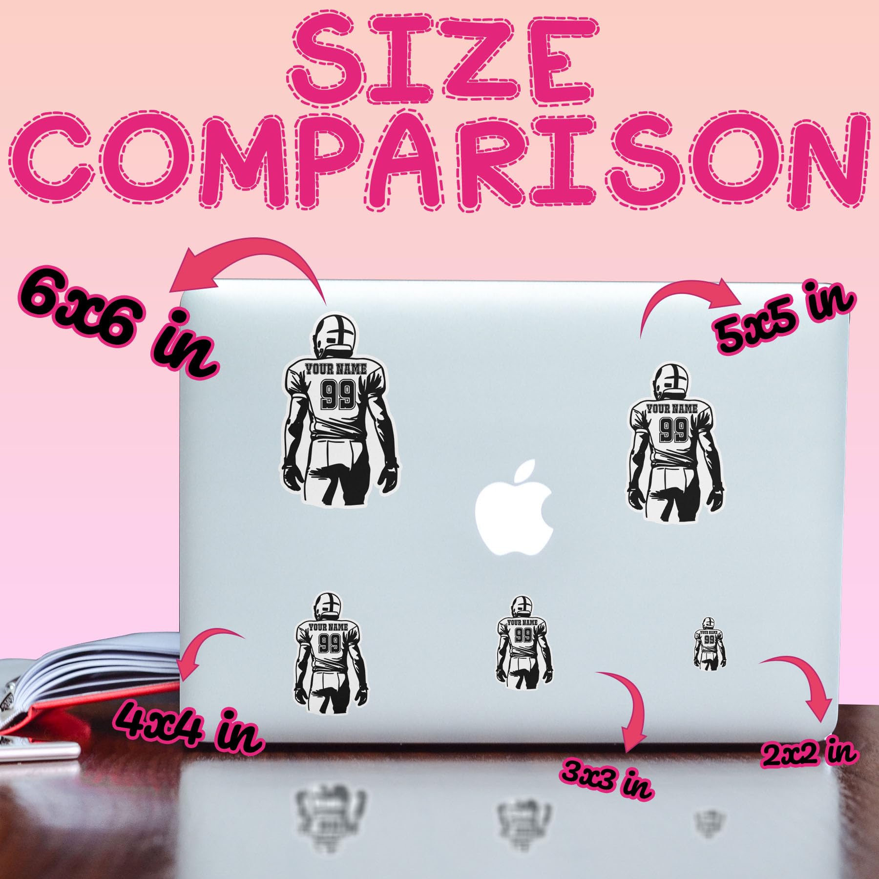 Custom Football Sticker – Personalized Team Name & Number, Waterproof DTF Vinyl, For Laptops, Bottles, Cars