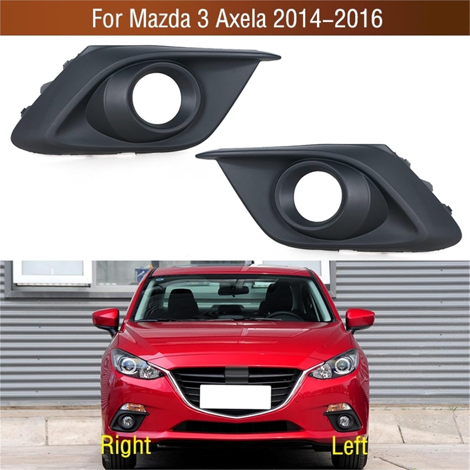 For Mazda 3 Axela BM M3 2014 2015 2016 Car Front Bumper Fog Light Lamp Trim Cover Frame Grille Foglamp Lid Bezel Hood(Inner side 1 Pair)
