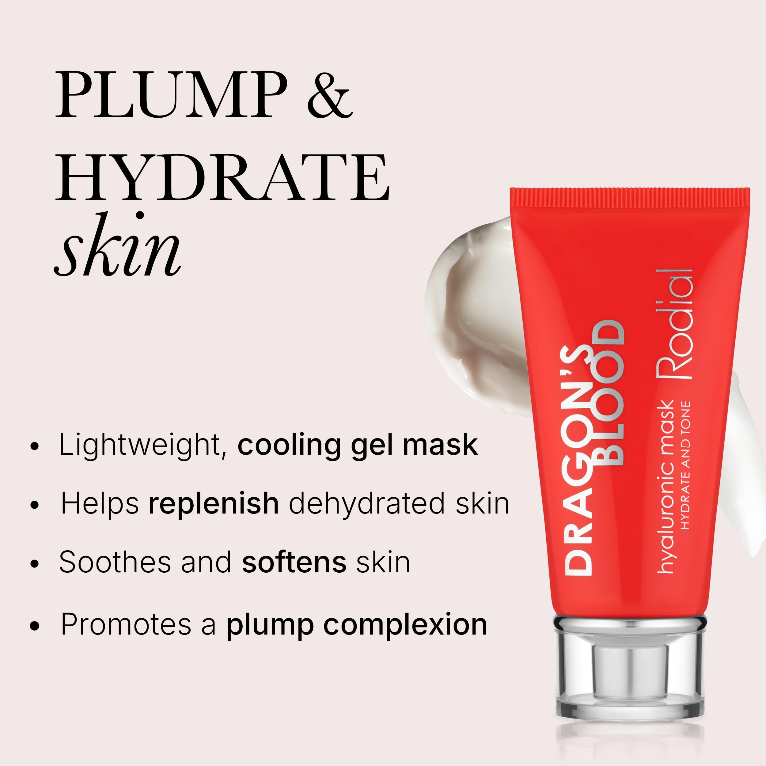 Rodial Dragons Blood Hyaluronic Mask, 1.7 fl. oz. - Moisturising Formula with Hyaluronic Acid for Dehydrated Skin, Soothing and Nourishing Face Mask for Plumped Complexion