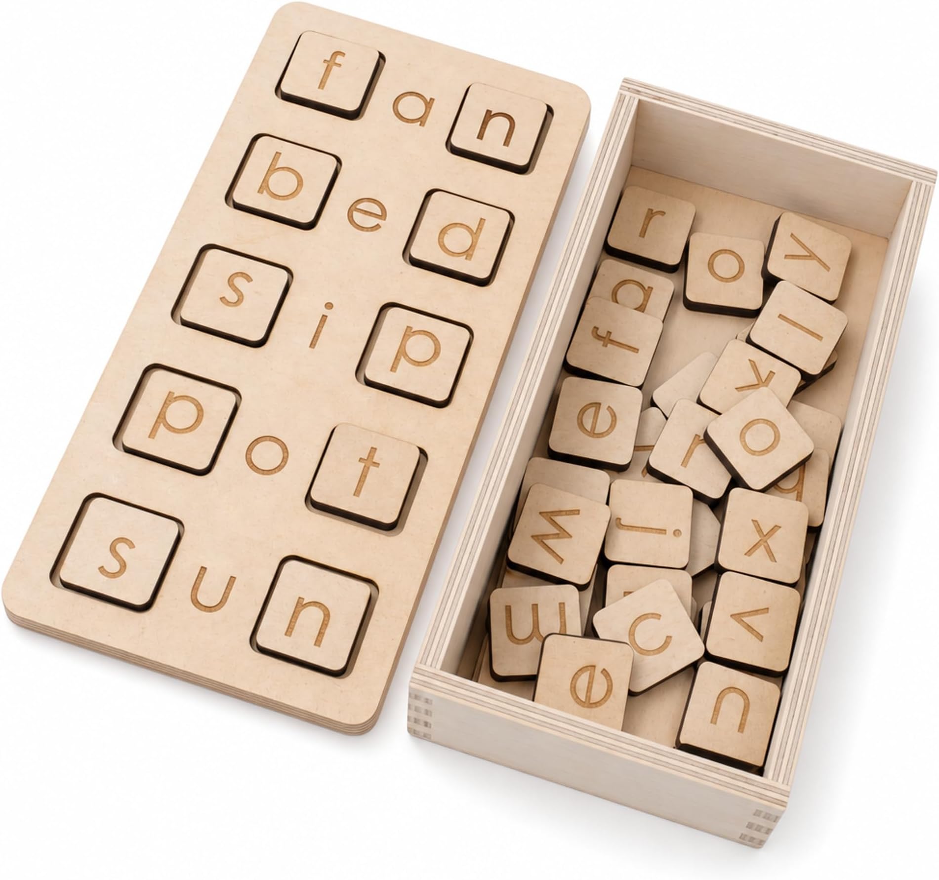 Tantrums Wooden Letter Board Game, Three Word Spelling Practice Set with CVC Words, Educational Learning Toy for 3+ Years, Spelling Fun Toy for Vocabulary Word Builder and Fun Learning CVC