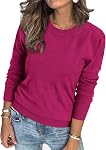 Arach&Cloz Womens Sweaters Spring 2026 Long Sleeve Crew Neck Lightweight Knitted Pullover Casual Ladies Tops