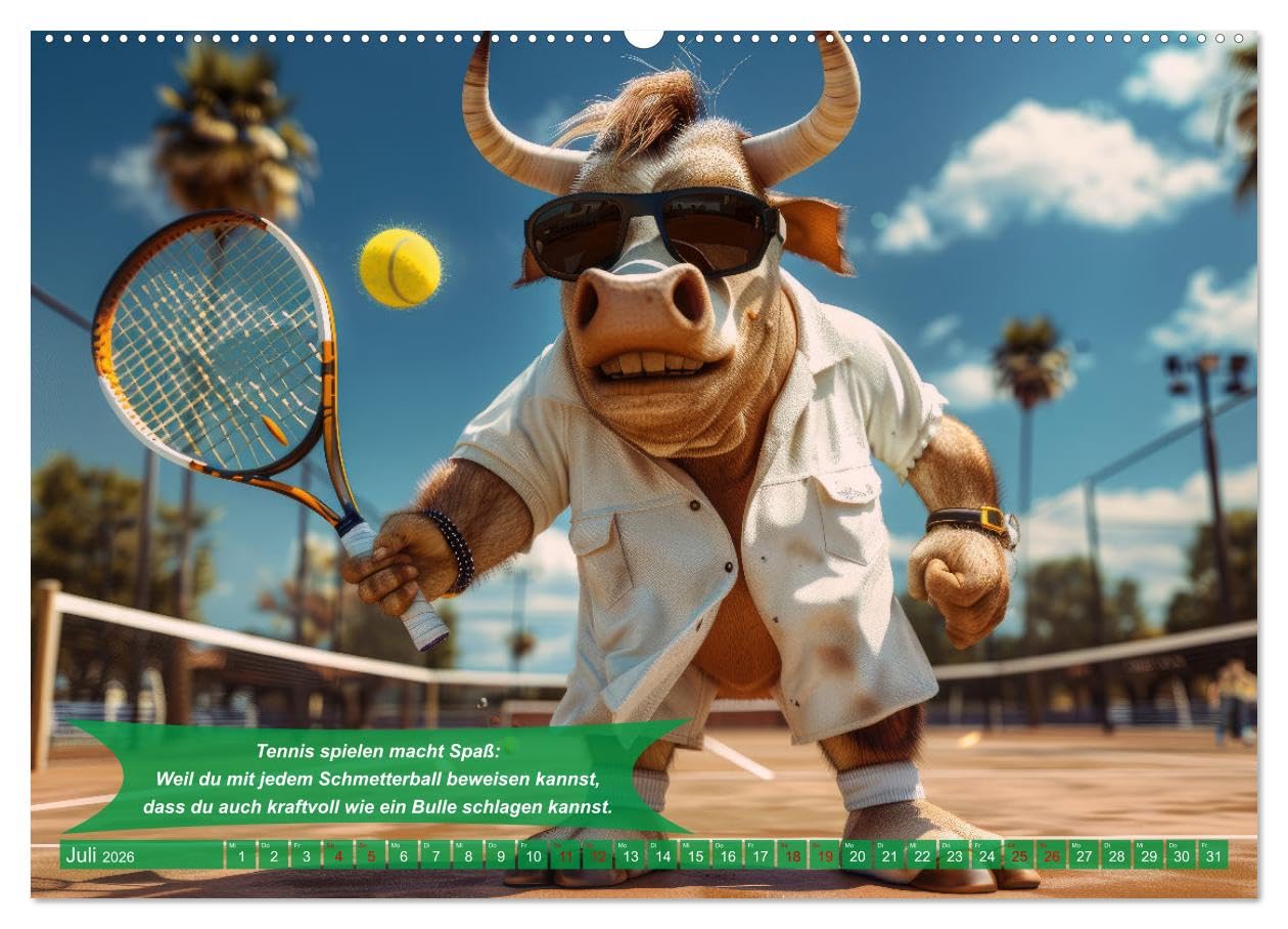 Der tierisch lustige Tennis-Kalender (hochwertiger Premium Wandkalender 2026 DIN A2 quer), Kunstdruck in Hochglanz: Ein Muss für alle Freunde des ... Lächeln beginnen wollen (CALVENDO Sport)