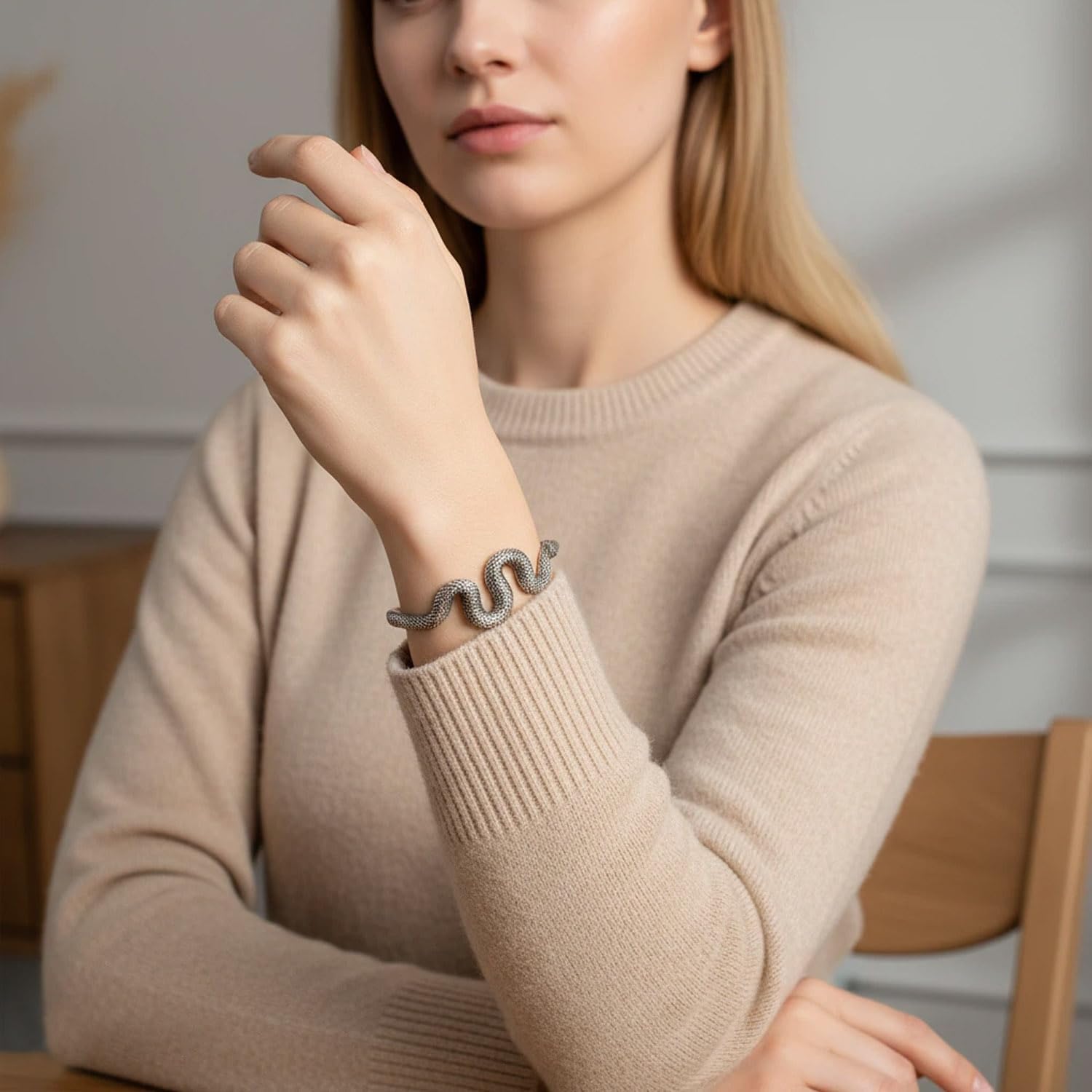Minimalist Snake Scale Cuff Bracelet - Solid Copper Serpent Bangle for Men & Women - Adjustable Textured Wristband, Unique Jewelry Gift