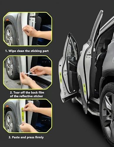 Miniatura 4 de 4 calcomanías reflectantes de advertencia abierta para puerta de automóvil, tira de advertencia de seguridad de conducción nocturna para automóvil,