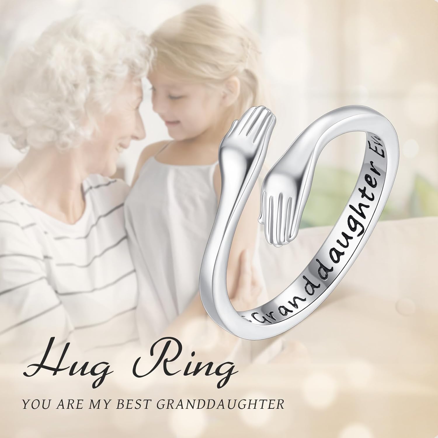 INFUSEU 925 Sterling Silver Hug Love Rings for Women Girls Cute Gifts for Her - Image 9