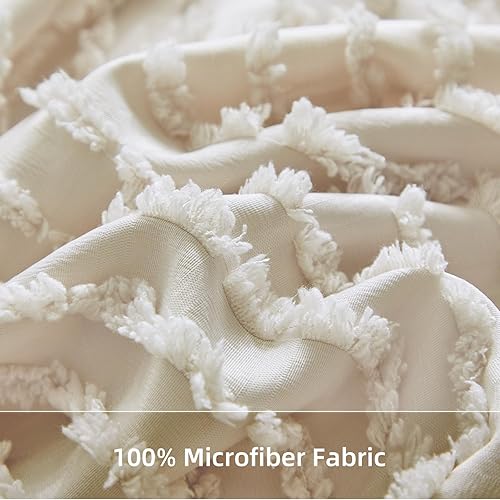 Miniatura 5 de WARMDERN Juego de funda de edredón bohemio tamaño King, juego de ropa de cama de microfibra a rayas caqui, 3 piezas, ultra suave, transpirable,