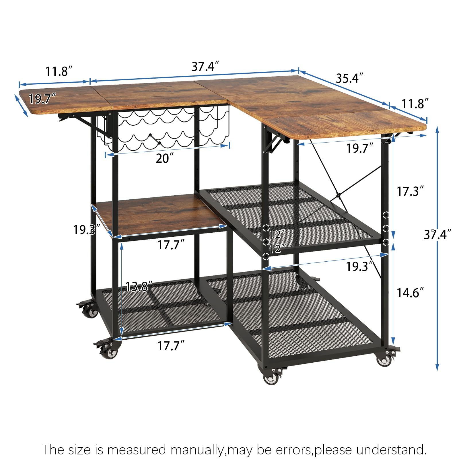 PUNCIA Movable Corner Heat Press Table with Vinyl Roll Holder Heavy Duty Heat Transfer Stand with Foldable Table Rolling Heat Press Cart DIY Craft Workstations for Cutting Machine